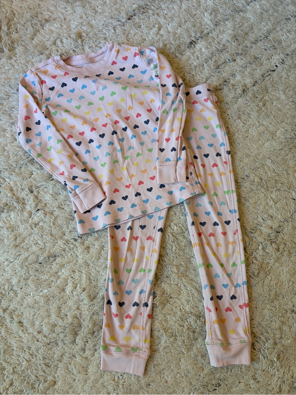 Primary Pink Heart-Print Pajama Set, Size 4-5